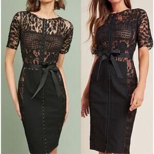 Anthropologie Beguile By Byron Lars Carissima Dress Floral Lace Belted Midi